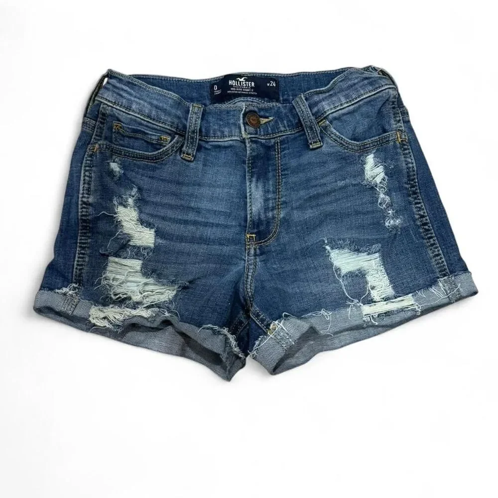 Hollister blue denim shorts